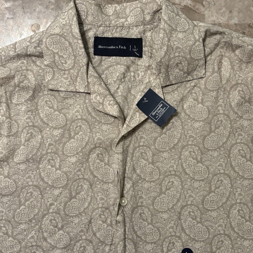 Abercrombie & Fitch Shirt Mens Large Floral Short Sleeve Camp Johnny Collar